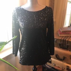 J Crew black sequined top